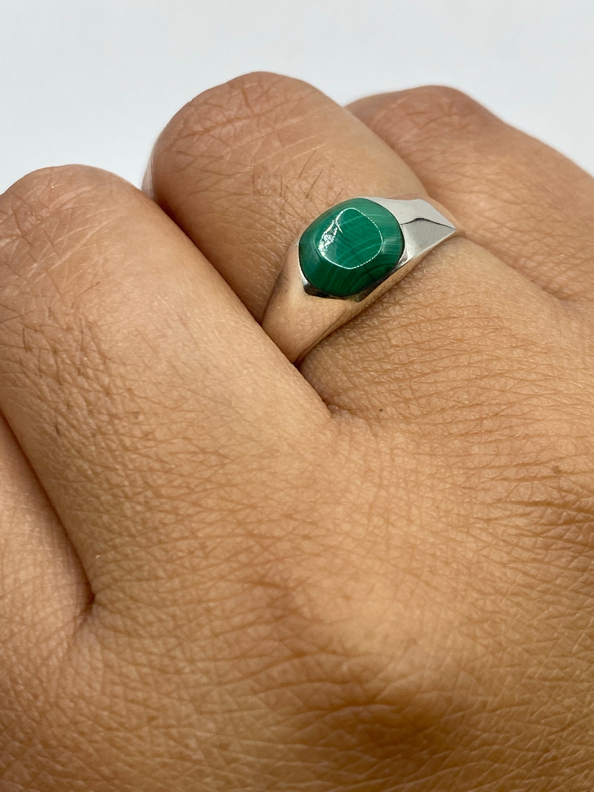 Anillo de Plata 950 con Malaquita Verde — Taxco — foto 6