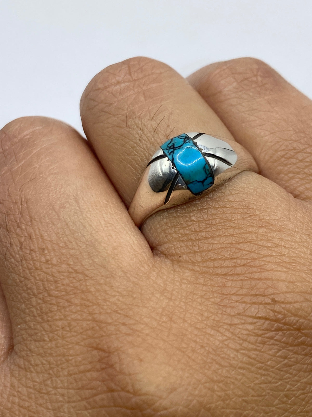 Anillo de Plata Turquesa Azul — Taxco 925 Unisex — foto 6