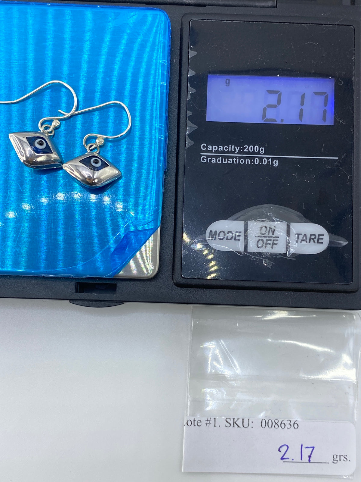 Aretes Plata Ojo Protector Azul Cielo — Taxco 925 — foto 6
