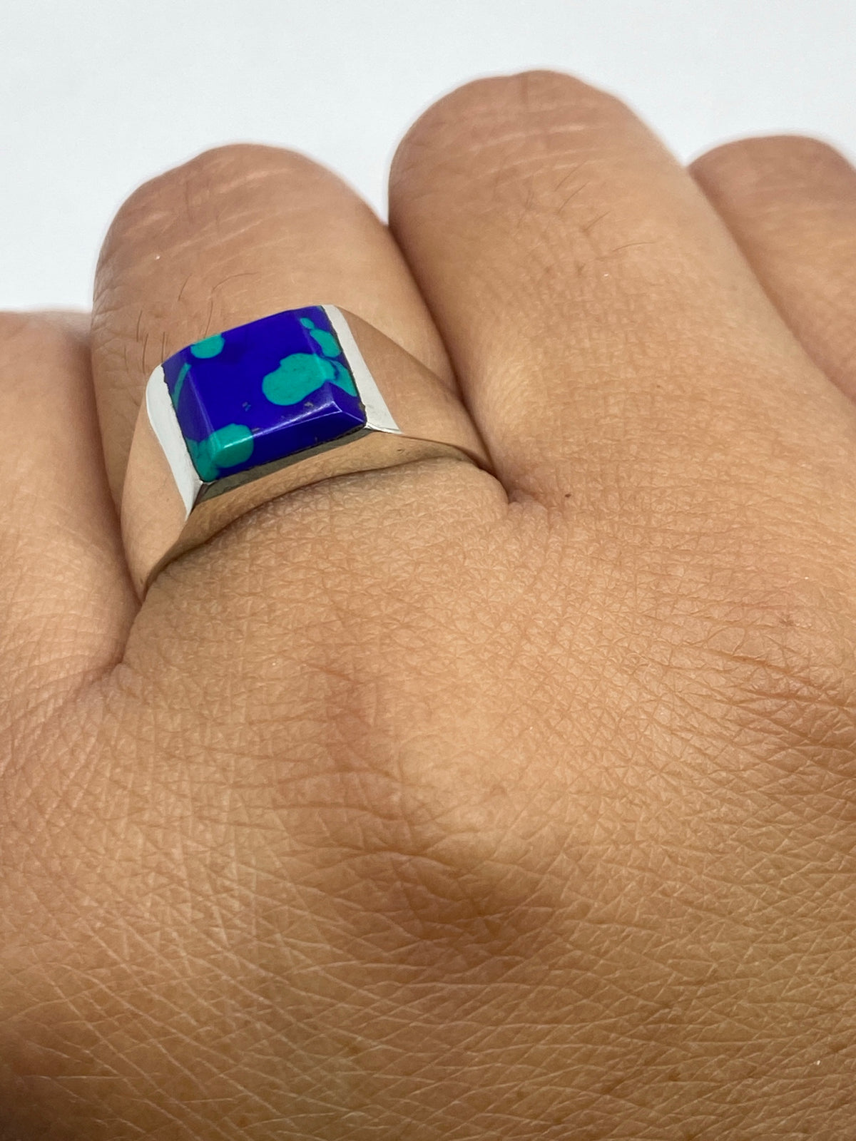 Anillo de Plata 925 con Piedra Azul — Engaste a Mano — foto 6