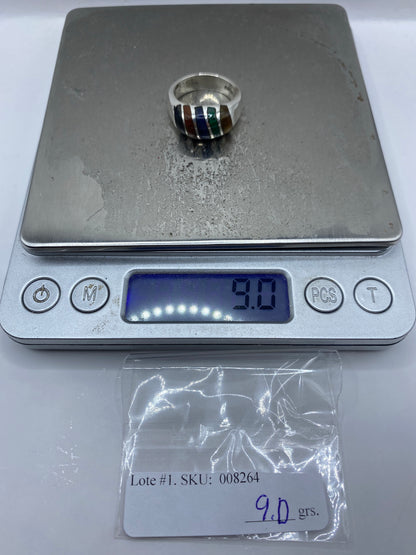 Anillo de Plata Multicolor con Malaquita, Lapislázuli y Ónix — Taxco 925 — foto 7