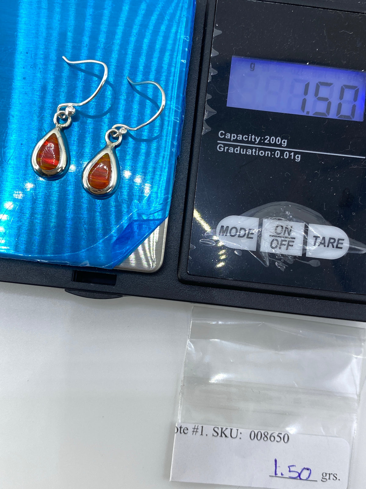 Aretes de Plata con Ópalo de Fuego Naranja — Taxco 925 — foto 6