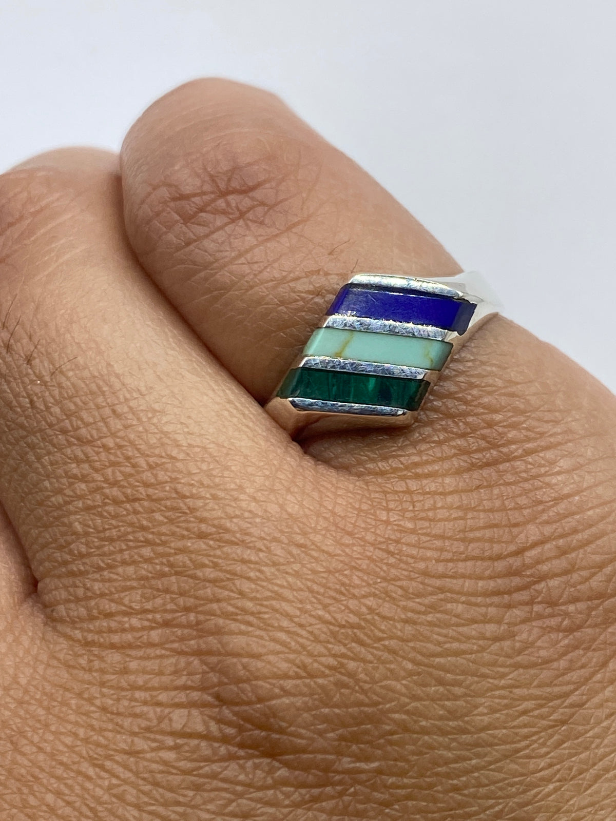 Anillo de Plata 925 Turquesa y Malaquita — Taxco — foto 6