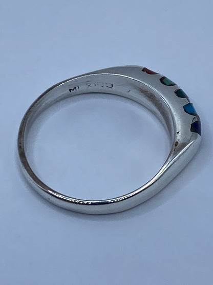 Anillo de Plata con Malaquita, Turquesa y Coral — Taxco 925 — foto 5
