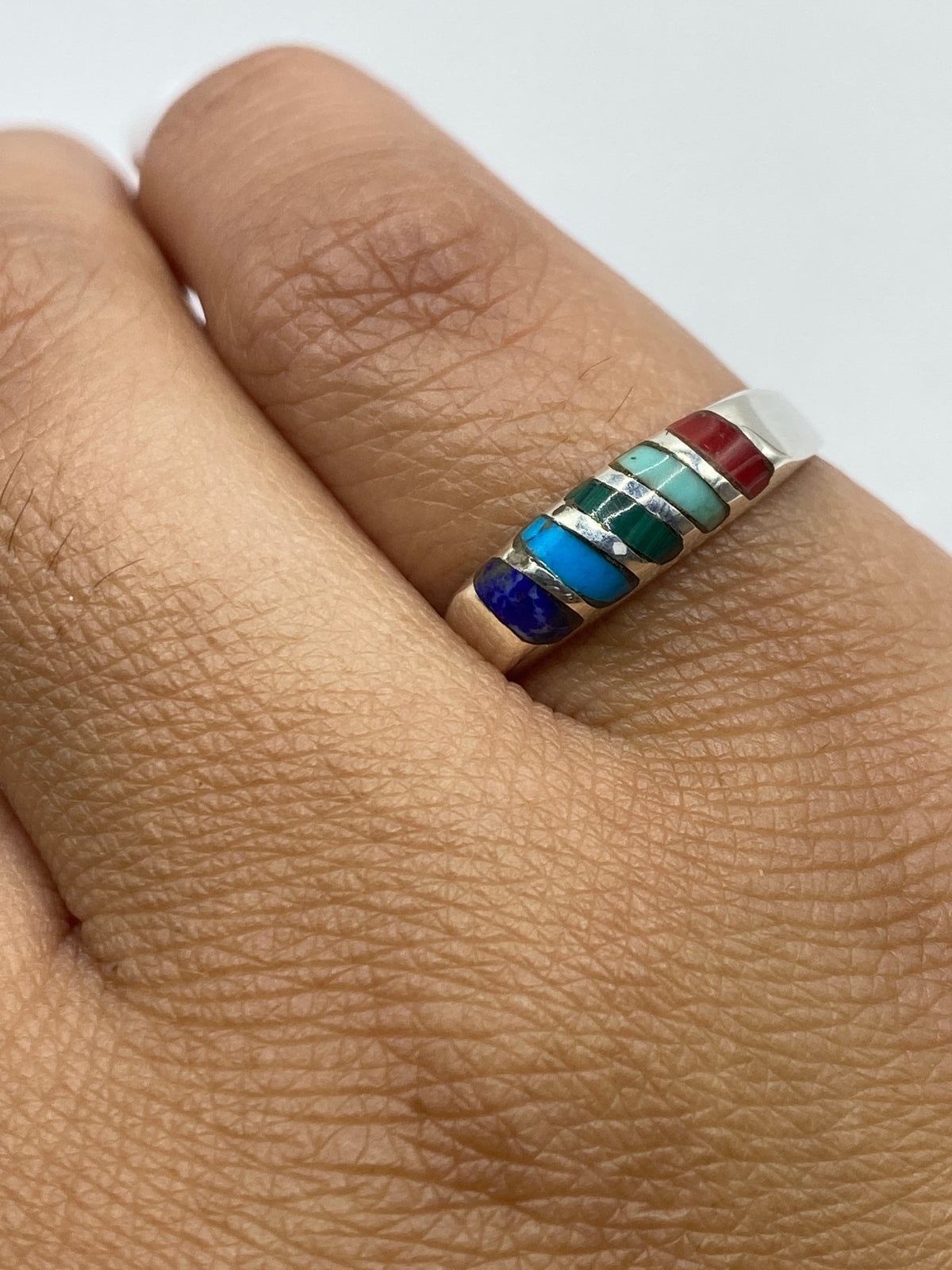 Anillo de Plata con Malaquita, Turquesa y Coral — Taxco 925 — foto 6