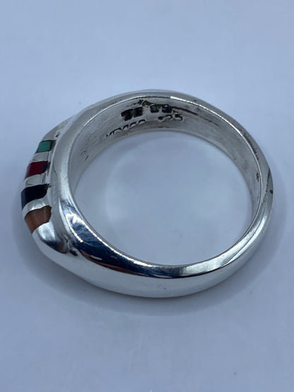 Anillo de Plata 925 con Turquesa, Coral y Ónix — Taxco — foto 5