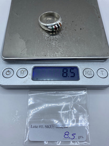 Anillo de Plata 925 con Turquesa, Coral y Ónix — Taxco — foto 7