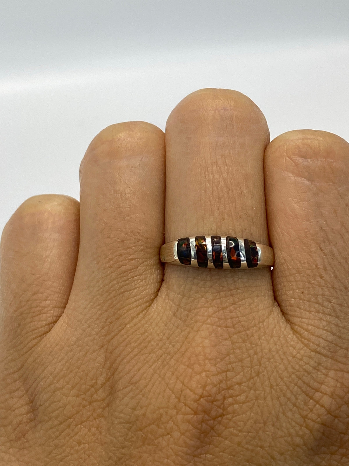 Anillo de Plata con Ópalo de Fuego Multicolor — Taxco 925 — foto 6