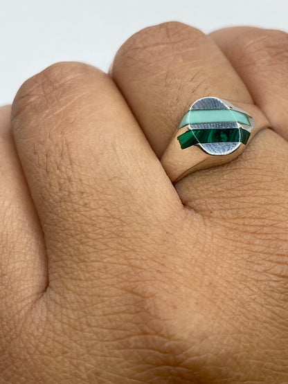 Anillo de Plata Turquesa y Malaquita — Taxco 925 — foto 6