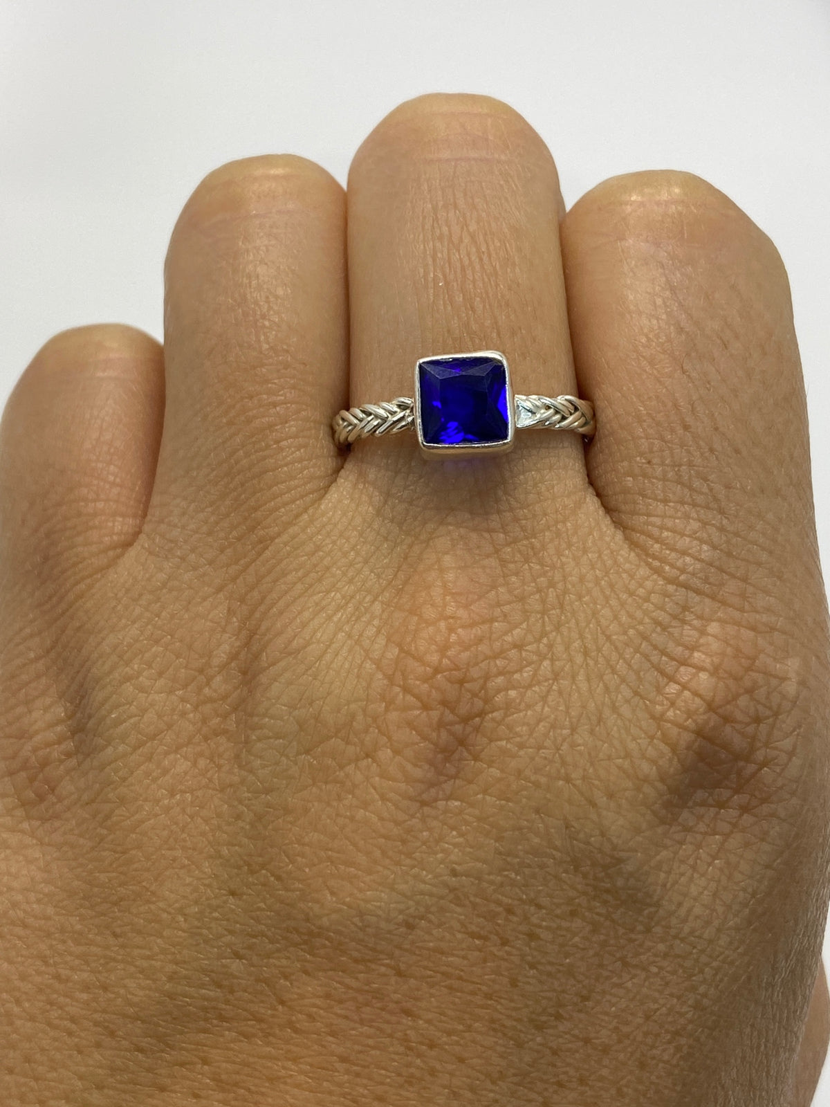 Anillo de Plata Fundición con Circonia Azul — Talla 8 — foto 6