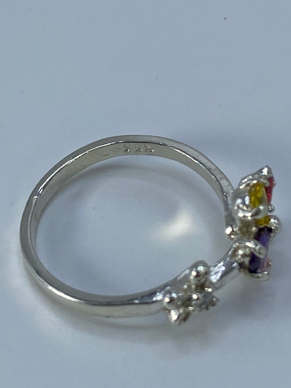 Anillo de Plata Floral Multicolor — Circonia Taxco 925 — foto 5
