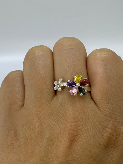 Anillo de Plata Floral Multicolor — Circonia Taxco 925 — foto 6