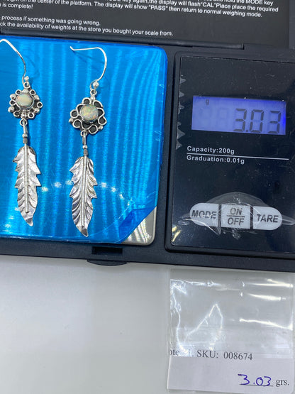 Aretes de Plata Ópalo de Fuego Pluma — Taxco 925 — foto 6