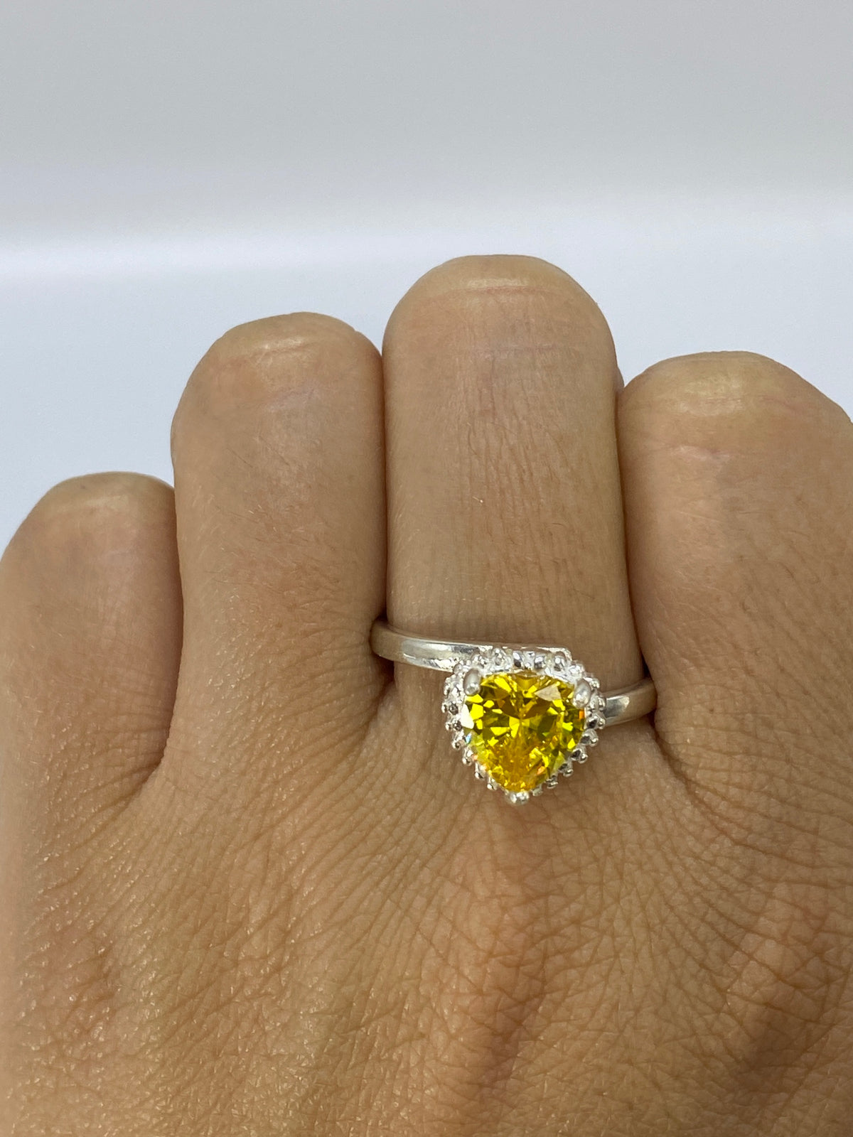 Anillo Solitario Circonia Amarillo Plata 925 — Taxco — foto 6