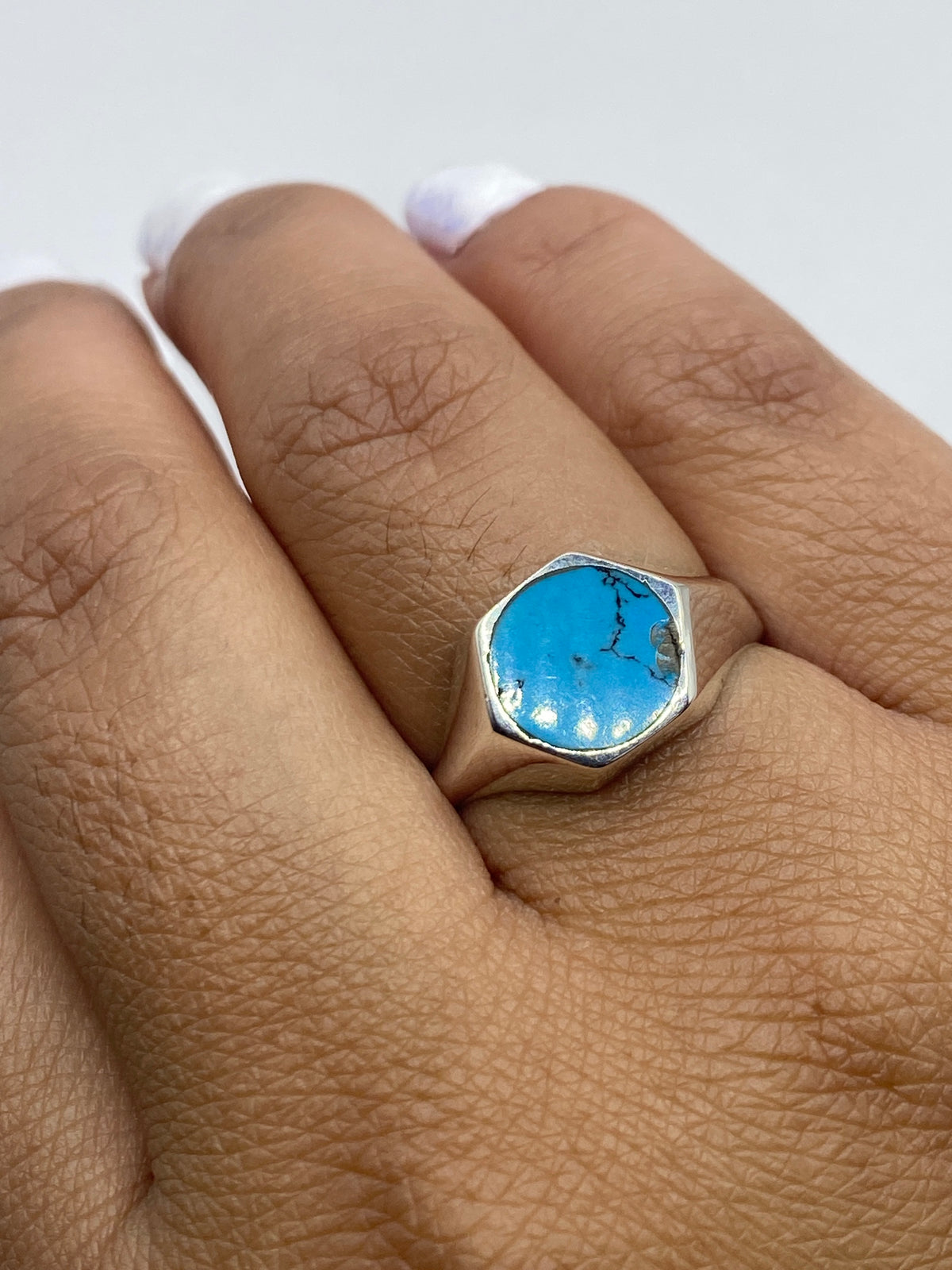 Anillo de Plata 925 con Turquesa Azul Cielo — Taxco — foto 6