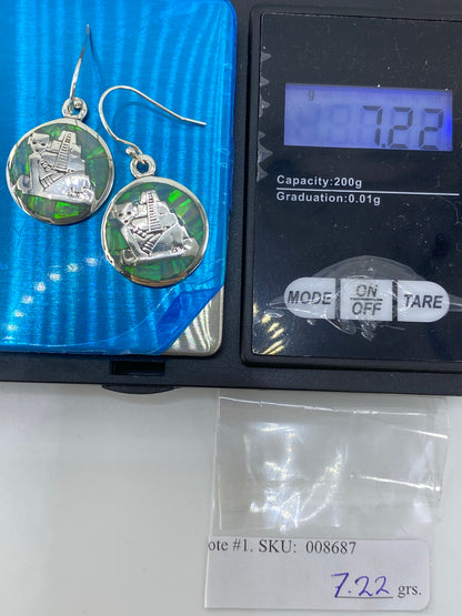 Aretes de Plata con Ópalo de Fuego Verde Olivo — Taxco 950 — foto 6