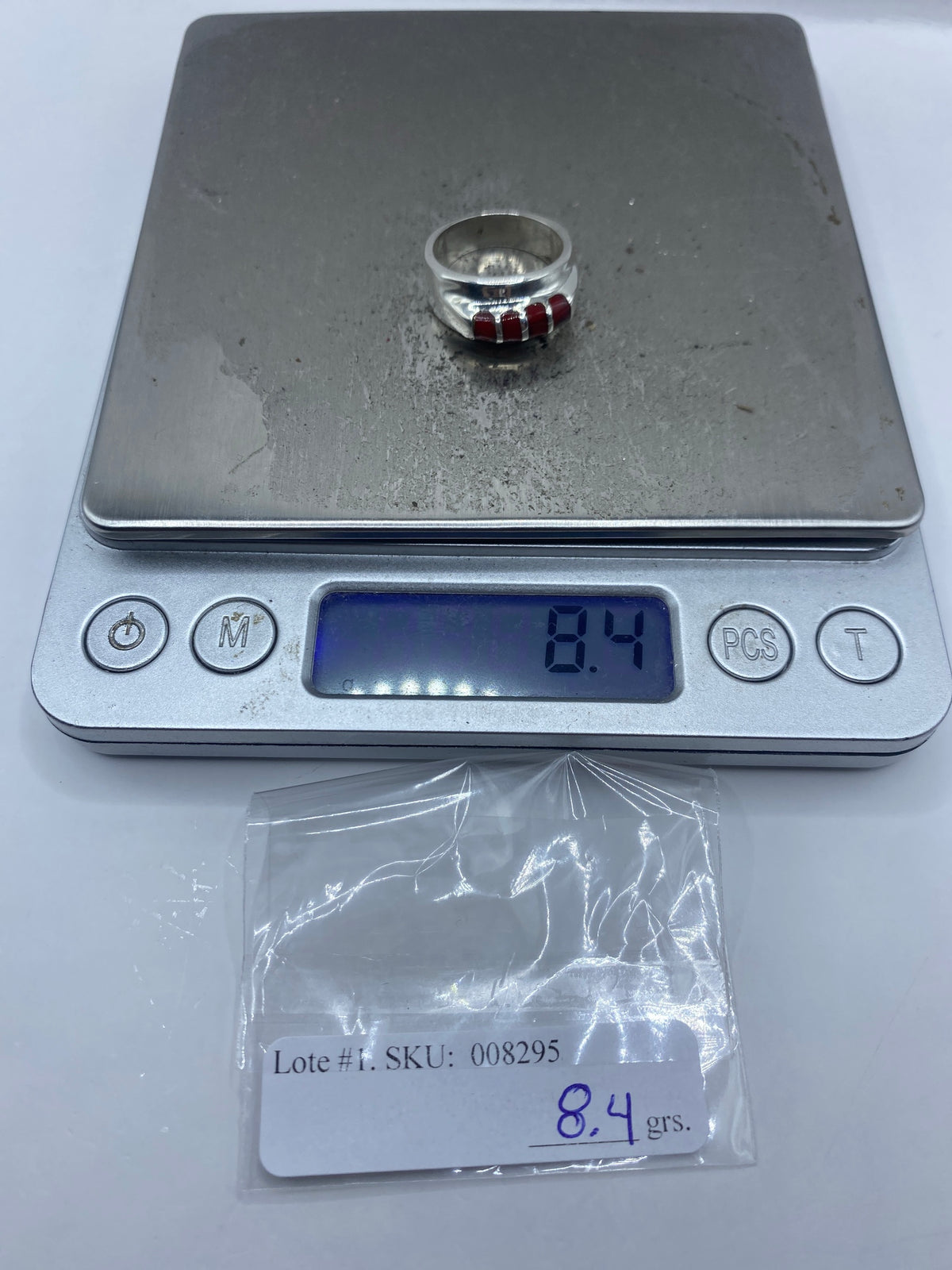 Anillo de Plata 925 con Coral Rojo — Taxco — foto 7