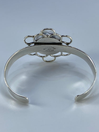 Brazalete de Plata Floral con Turquesa — Taxco 950 — foto 5
