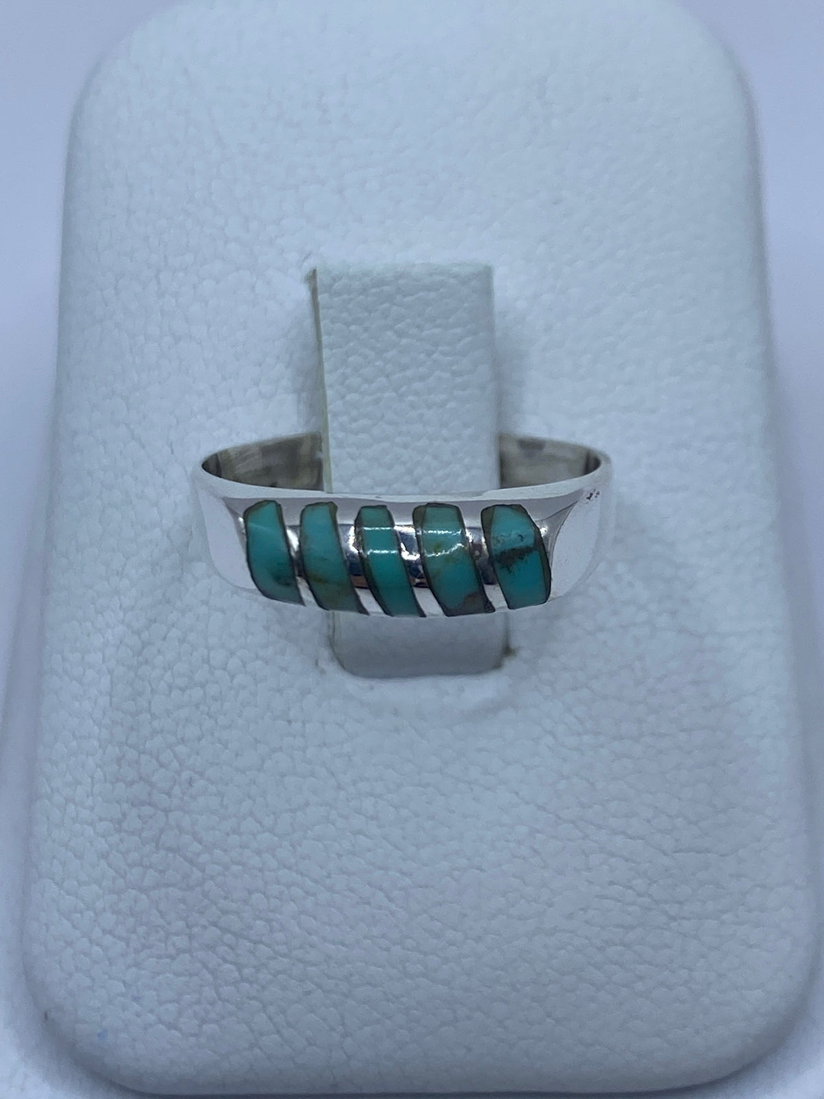 Anillo de plata 925 con turquesa azul cielo engastada, vista frontal