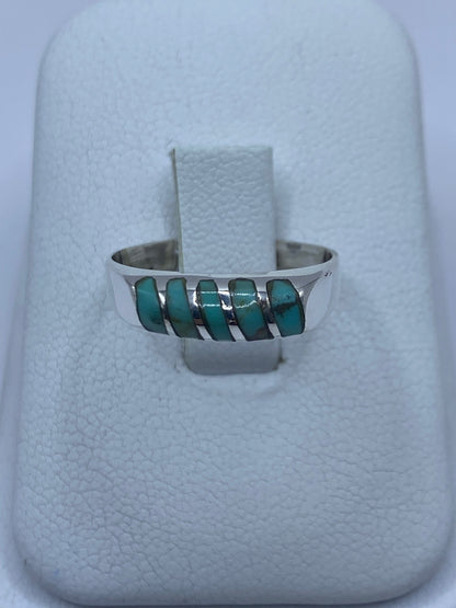 Anillo de plata 925 con turquesa azul cielo engastada, vista frontal