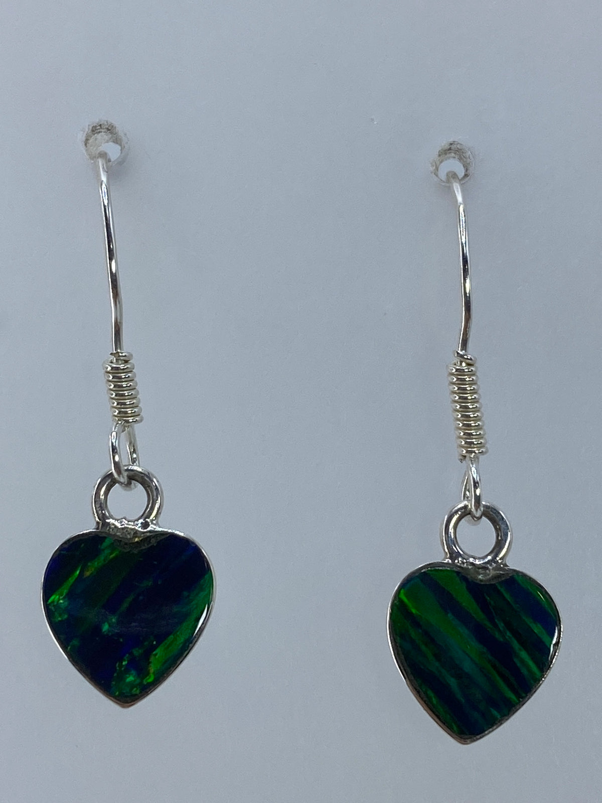 Par de aretes de plata 925 con ópalo de fuego verde, ganchos de plata, colgando