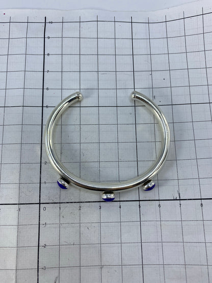 Medición en escala del brazalete de plata con lapislázuli — peso 18.9 g, Quinto 925 visible