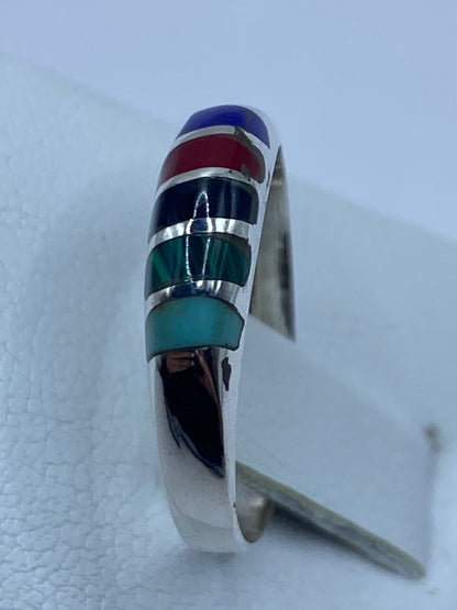 Anillo de Plata con Turquesa, Malaquita, Ónix y Coral — Taxco 925 — foto 3