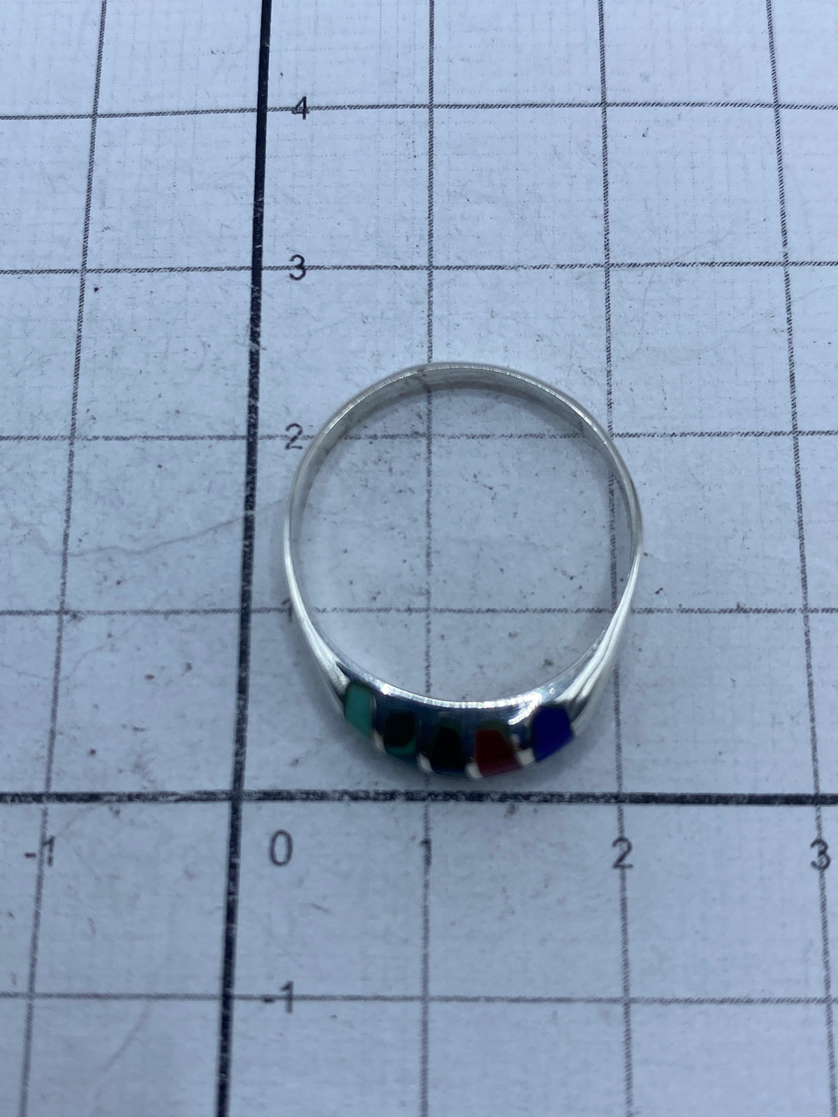 Anillo de Plata con Turquesa, Malaquita, Ónix y Coral — Taxco 925 — foto 4