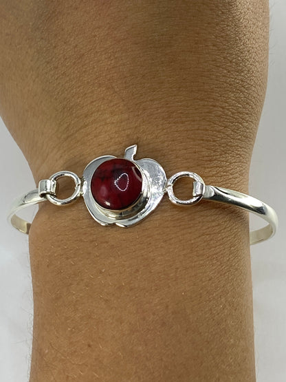 Brazalete de Plata con Coral Rojo — Taxco 925 — foto 6