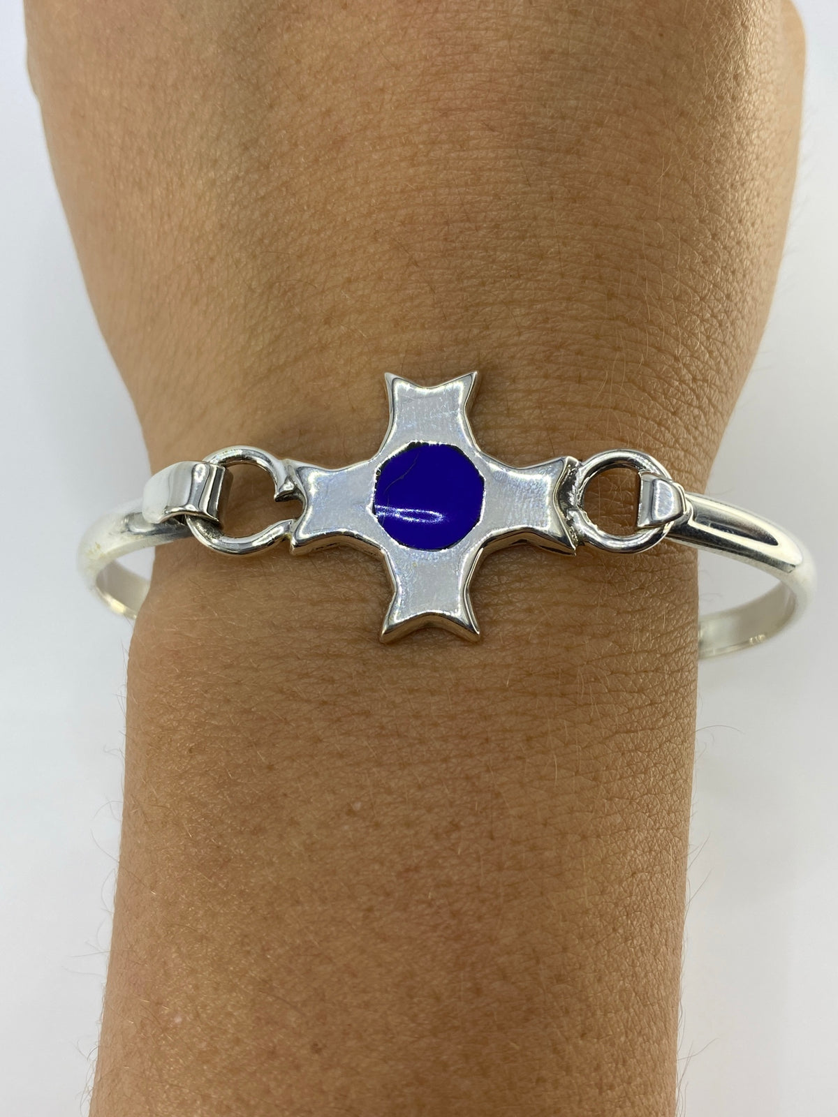 Brazalete Rígido Lapislázuli Azul Plata 925 — Taxco — foto 6