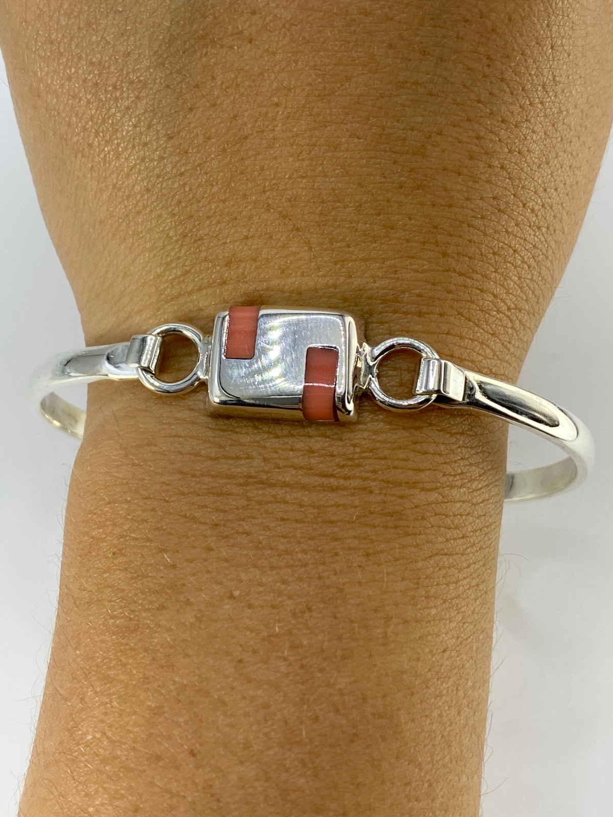 Brazalete Plata 925 Rigido con Coral — Taxco — foto 6