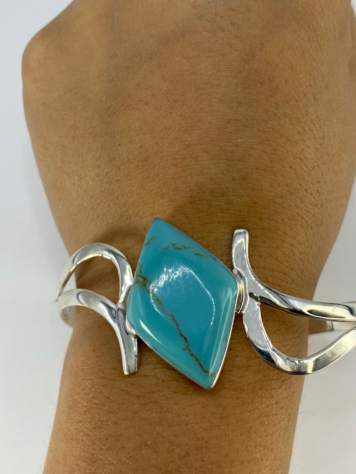 Brazalete de Plata con Turquesa Azul — Taxco 925 — foto 6