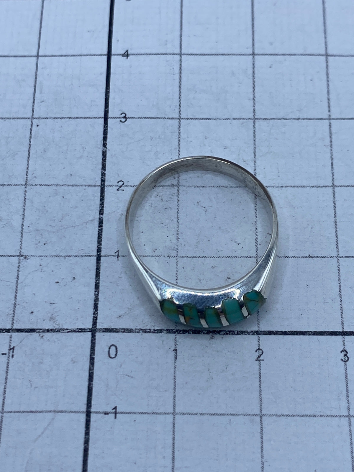 Marcaje 925 en el interior del anillo de plata con turquesa