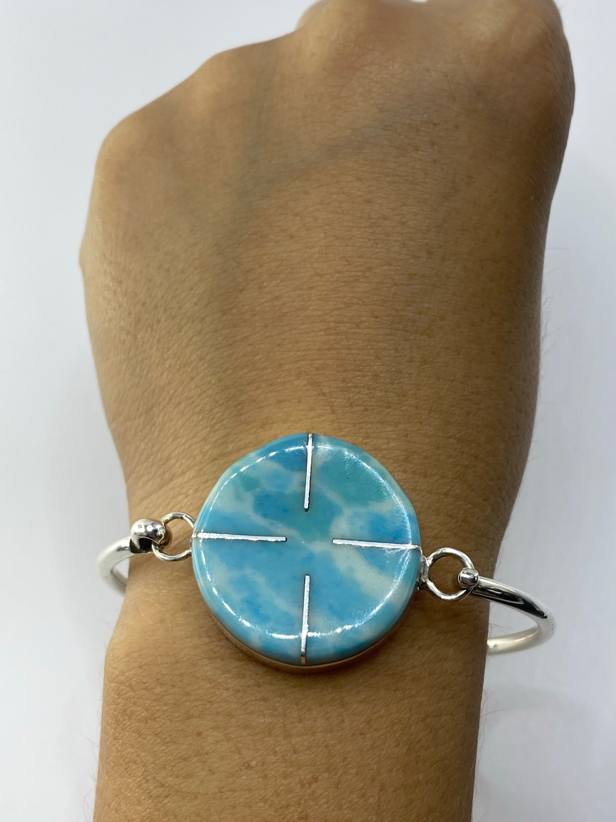 Brazalete Turquesa Azul Cielo Plata 925 — Taxco — foto 6