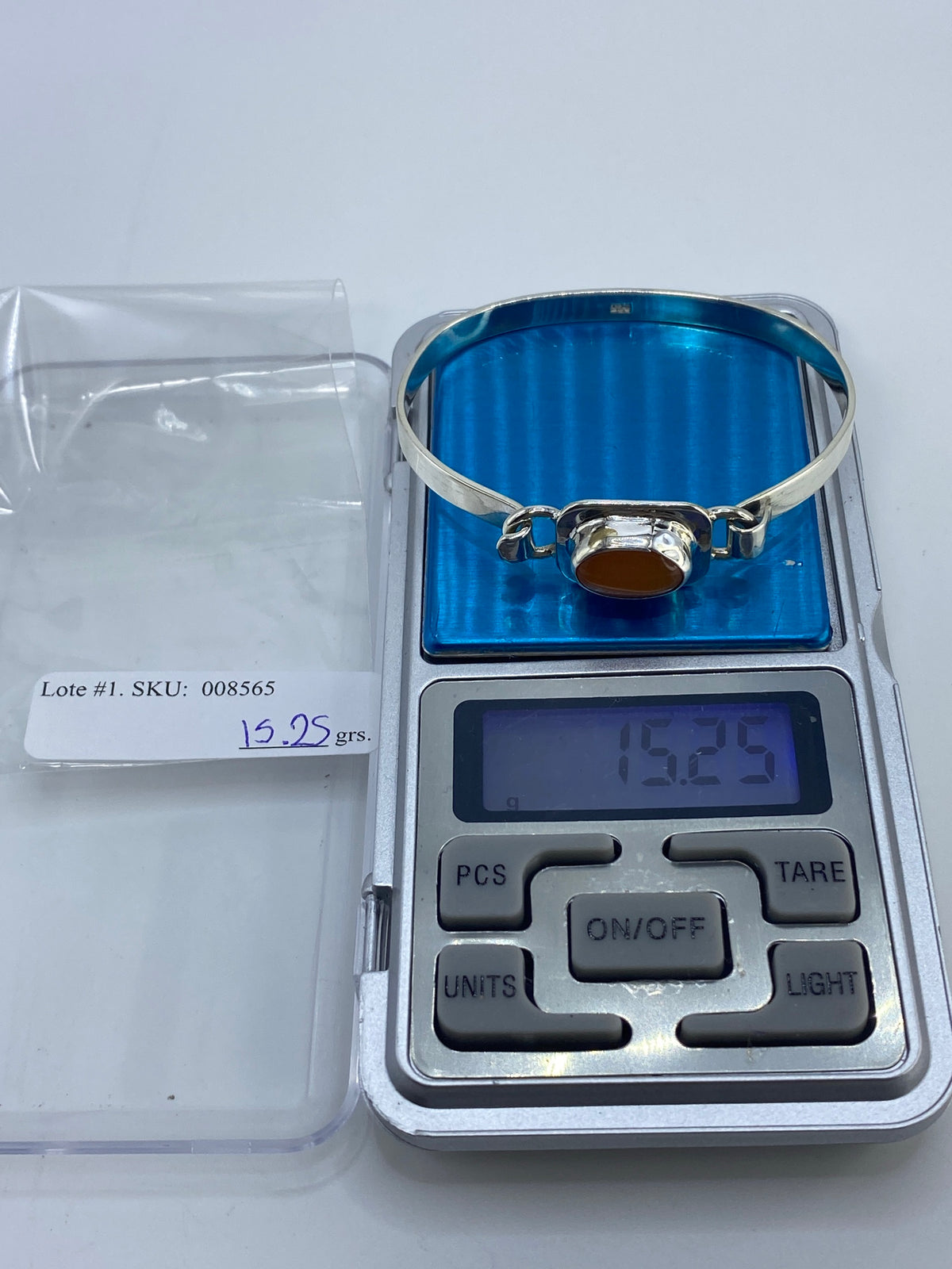 Brazalete Plata Ojo de Gato Naranja — Taxco 925 — foto 7