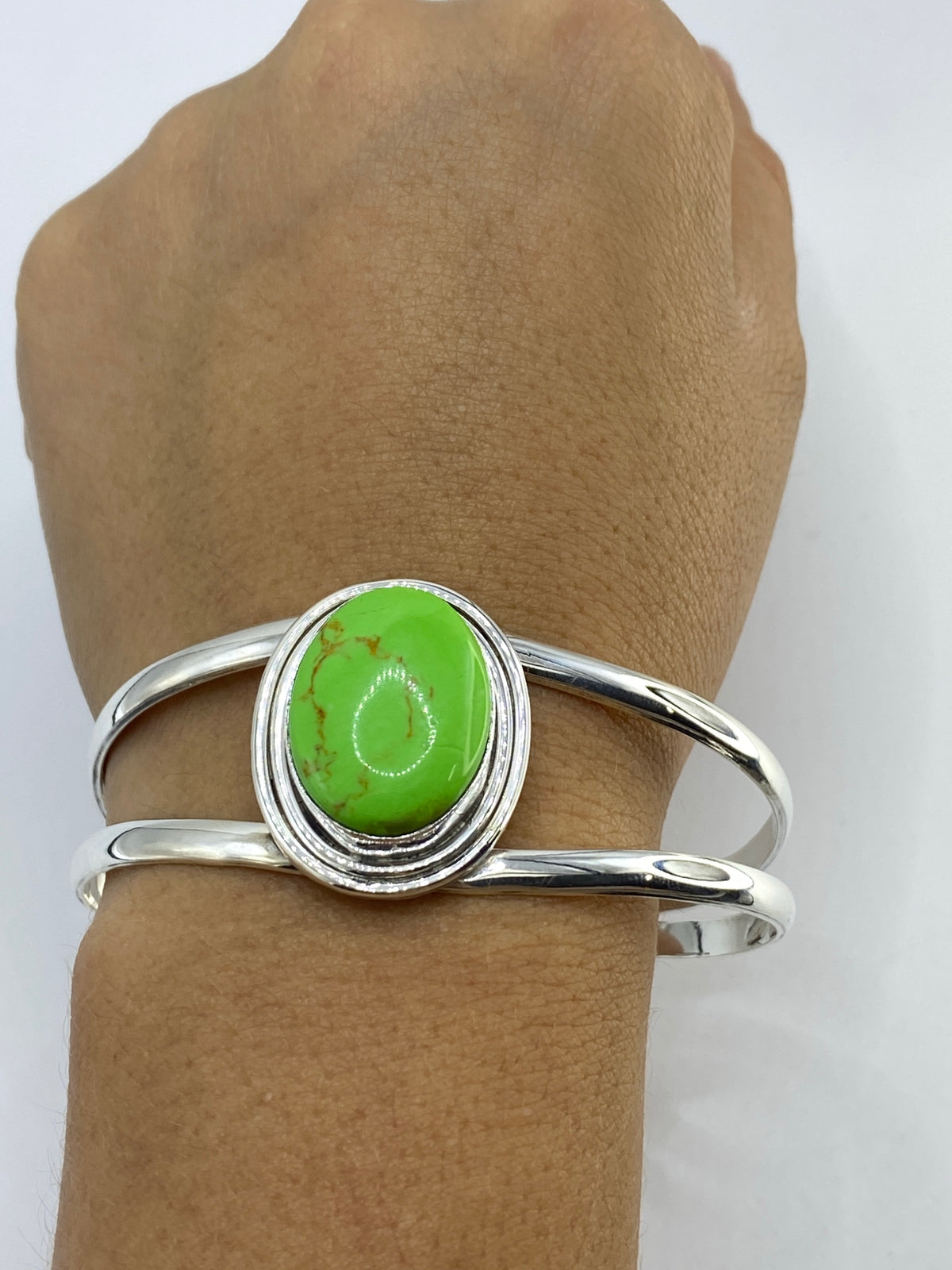 Brazalete de Plata 950 con Turquesa Verde Limón — Taxco — foto 6