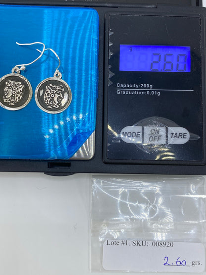 Aretes Plata Repujado Motivo Prehispánico — Taxco 925 — foto 6