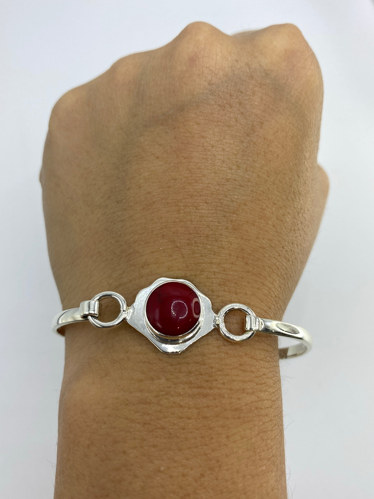 Brazalete Plata con Coral Rojo — Taxco 925 — foto 6
