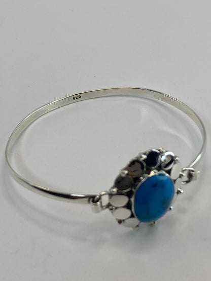 Pulsera Brazalete Plata Turquesa Azul — Taxco 925 — foto 5