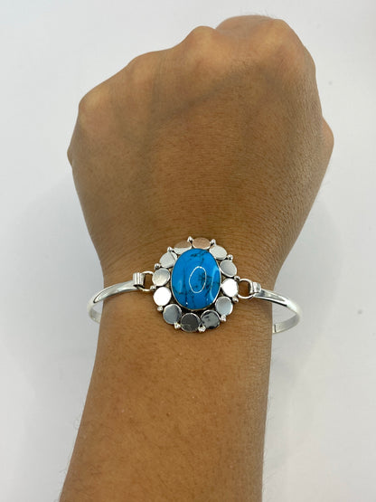 Pulsera Brazalete Plata Turquesa Azul — Taxco 925 — foto 6