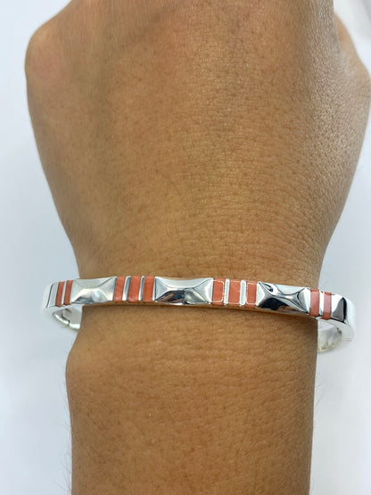 Brazalete de Plata 950 con Coral Rosa — Taxco — foto 6