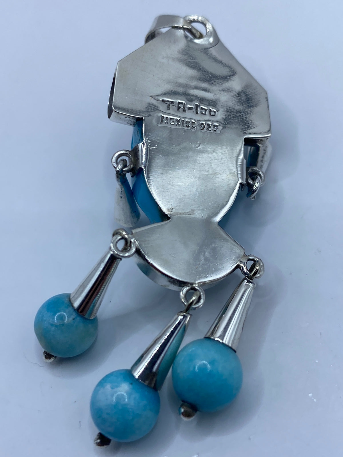 Dije Prehispánico de Plata con Turquesa Azul — Taxco 925 — foto 5