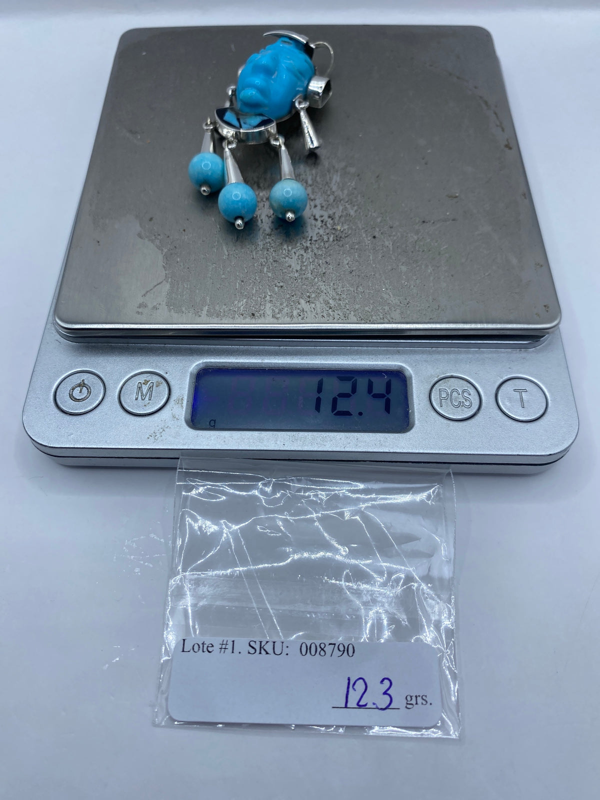 Dije Prehispánico de Plata con Turquesa Azul — Taxco 925 — foto 6
