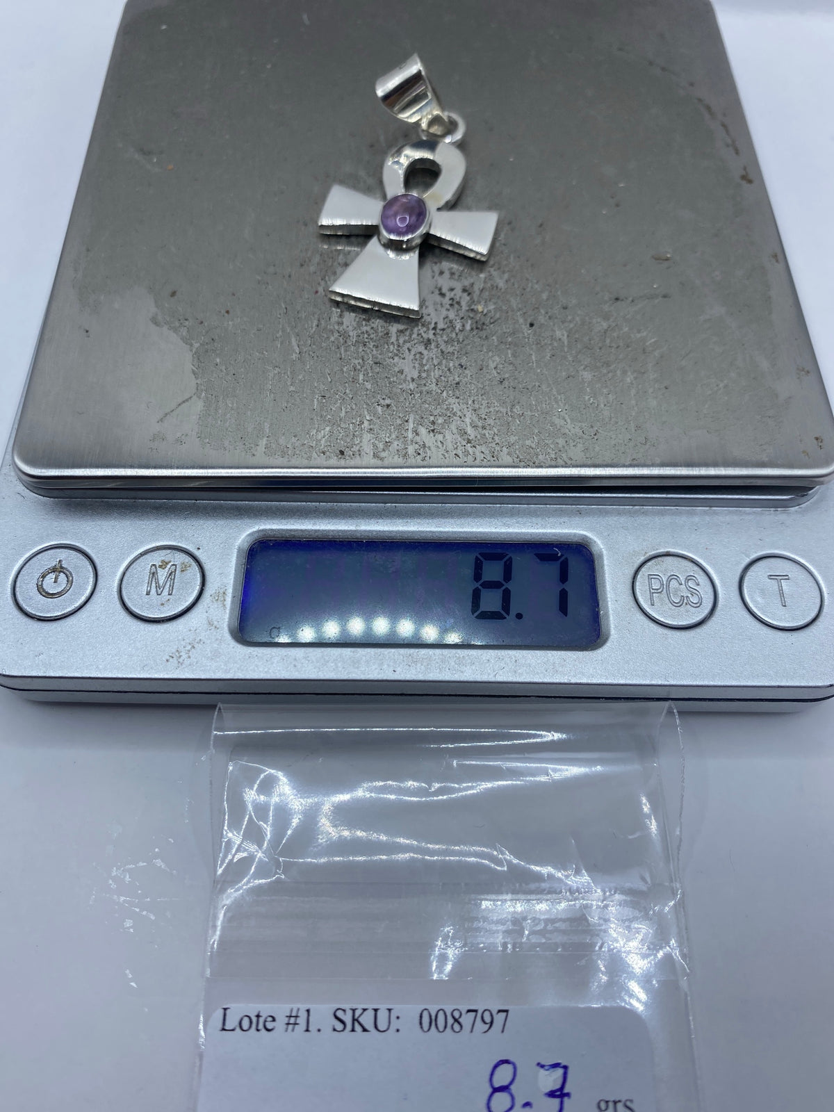 Dije Cruz Ankh de Plata 925 con Amatista Lavanda — foto 6