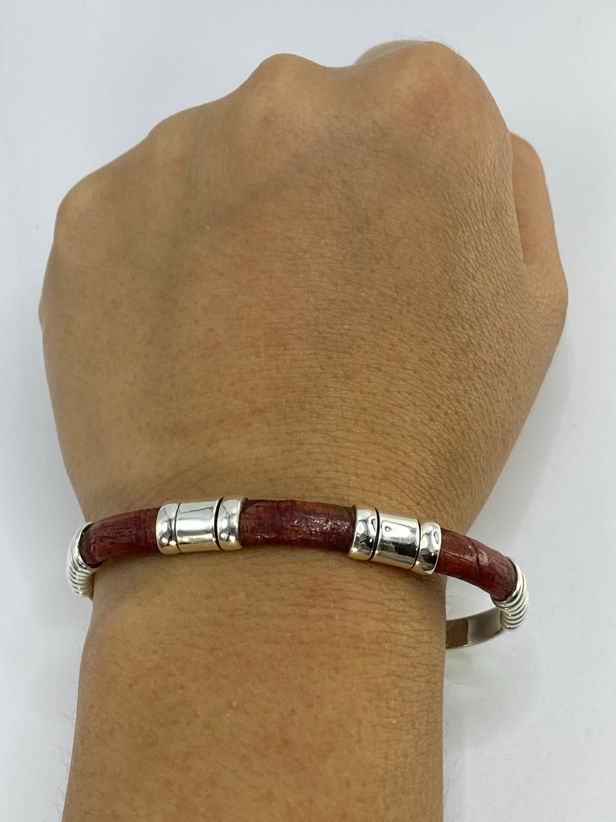 Brazalete de Plata Cartoneado con Textura Piel — Taxco 925 — foto 6