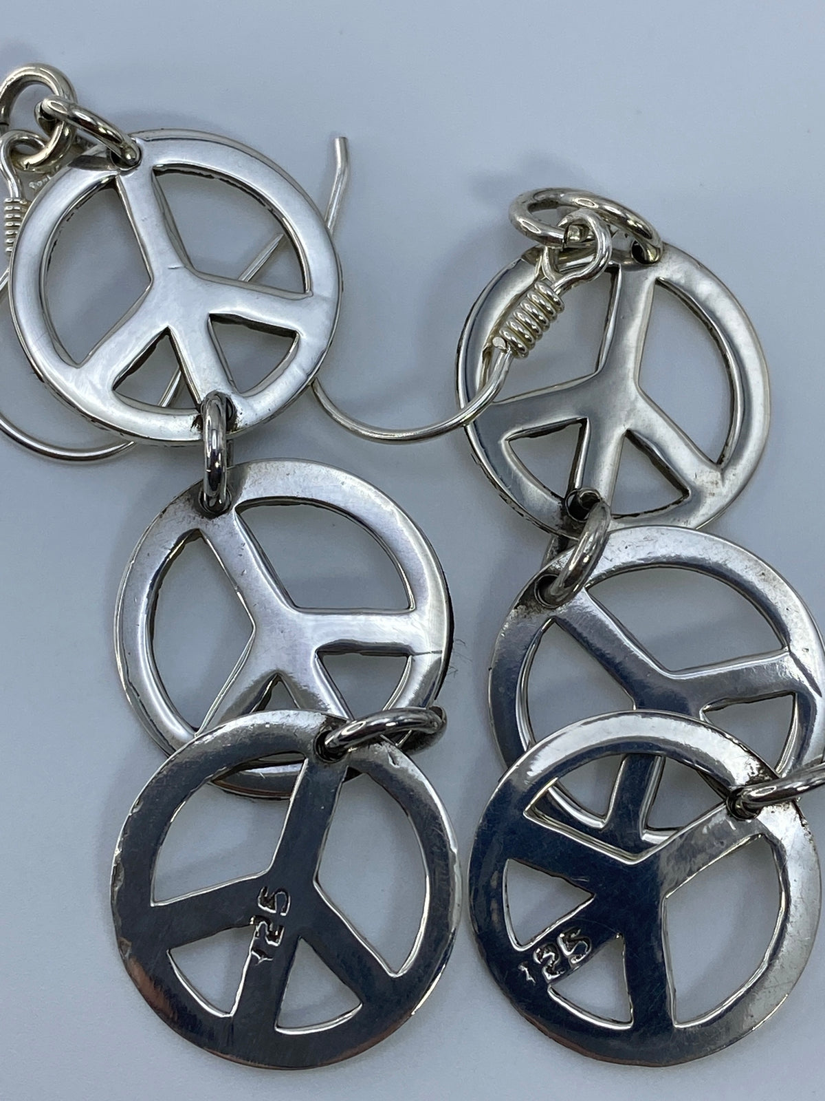 Aretes de Plata Símbolo de Paz Calado — Taxco 925 — foto 5