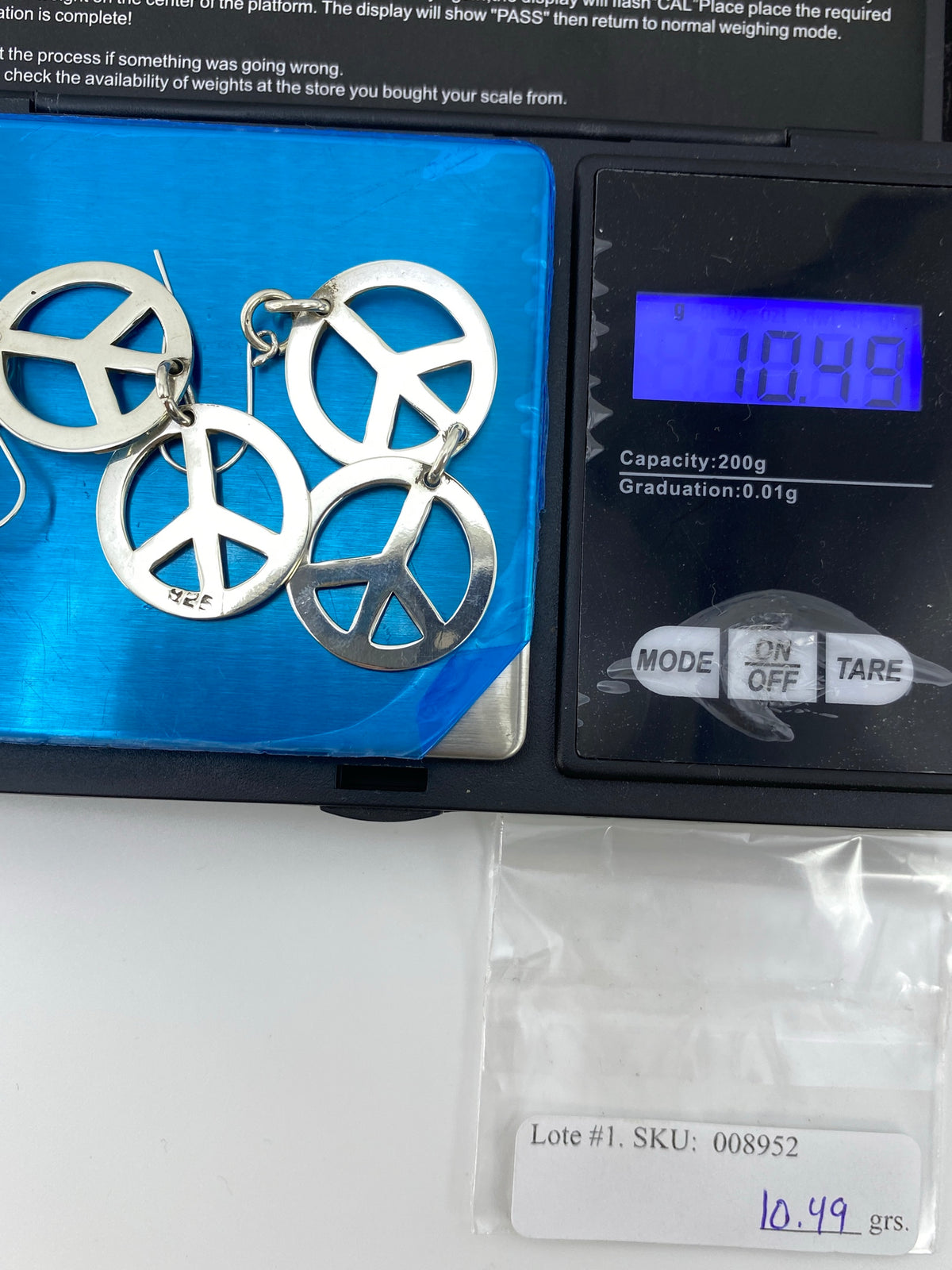 Aretes Plata Calado Símbolo Paz — Taxco 925 — foto 6