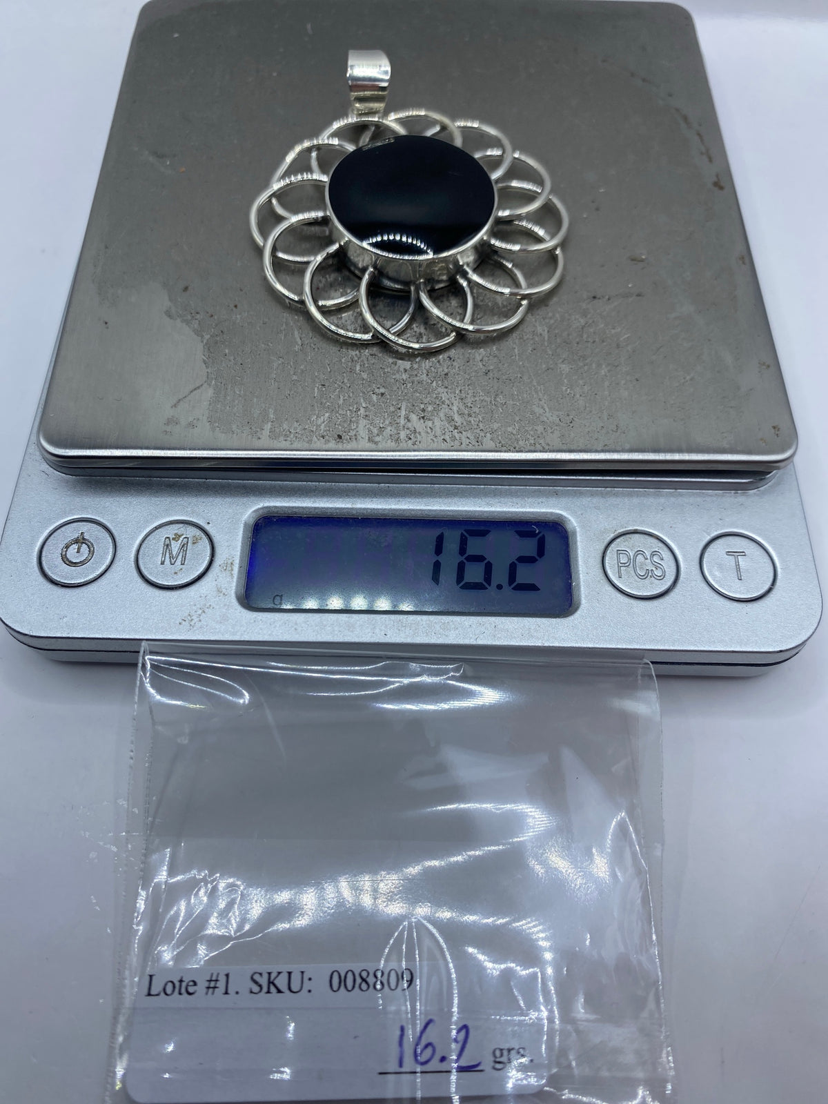 Dije de Plata con Ónix Negro — Floral Taxco 925 — foto 6