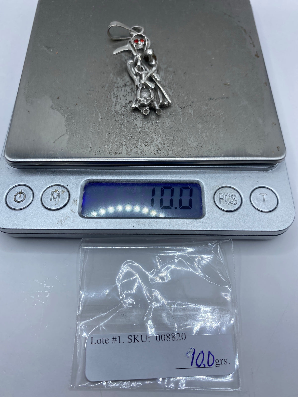 Dije Santa Muerte de Plata 925 con Circonia Roja — Taxco — foto 6