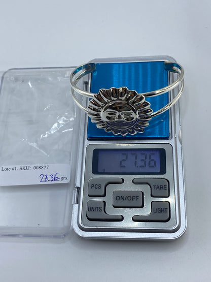 Brazalete de Plata Repujado Sol y Luna — Taxco 925 — foto 7